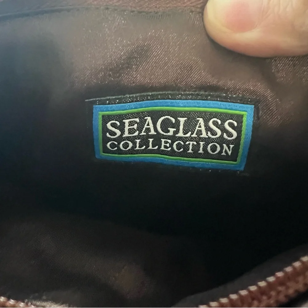 Seaglass Collection Beaded Clutch Pink Bow‎ Brown Bag